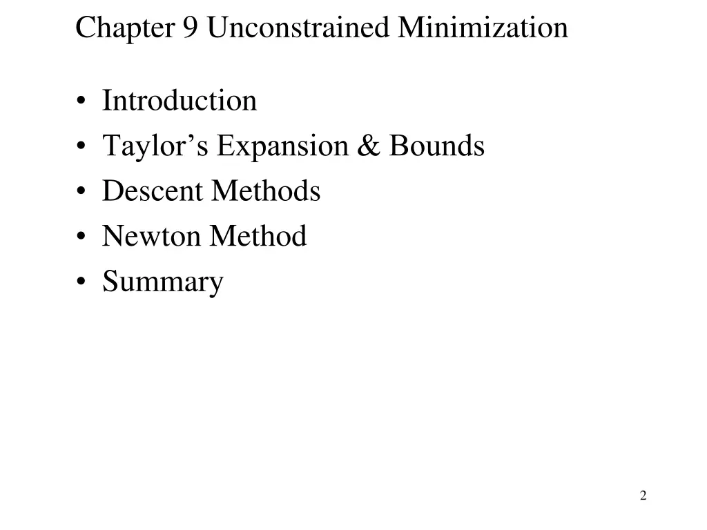 chapter 9 unconstrained minimization