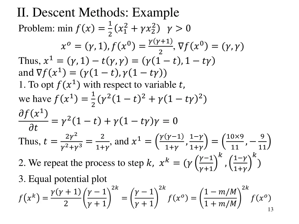 ii descent methods example