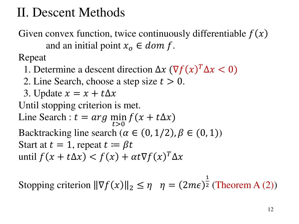 ii descent methods