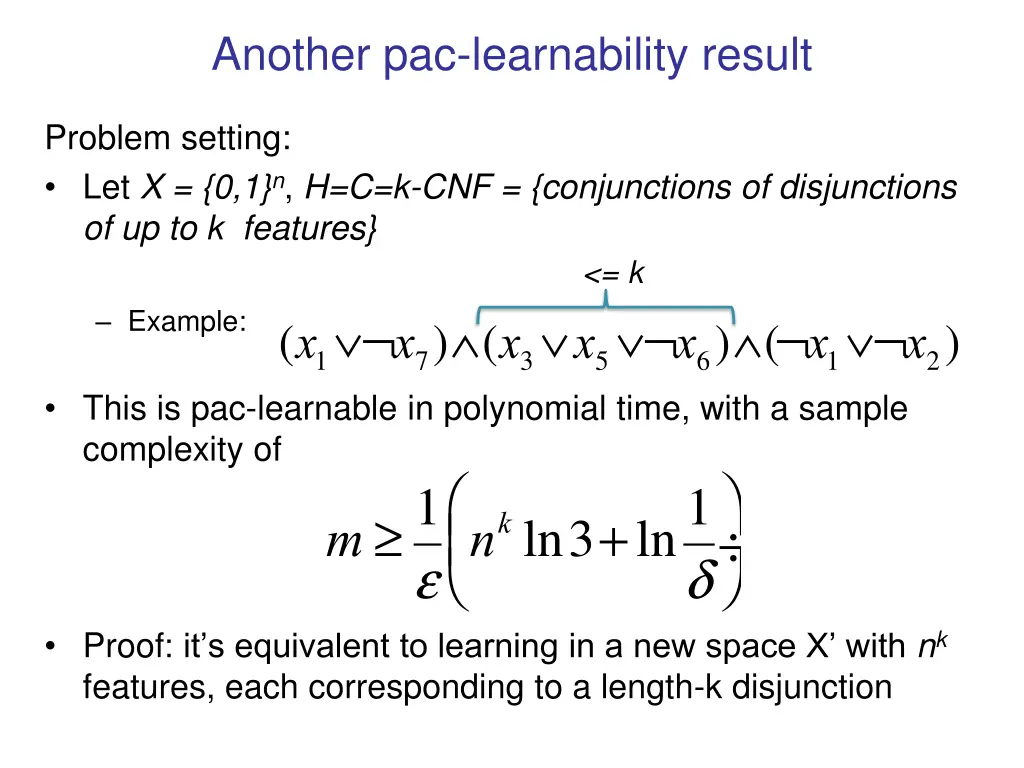 another pac learnability result