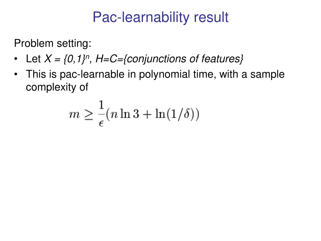 pac learnability result 1