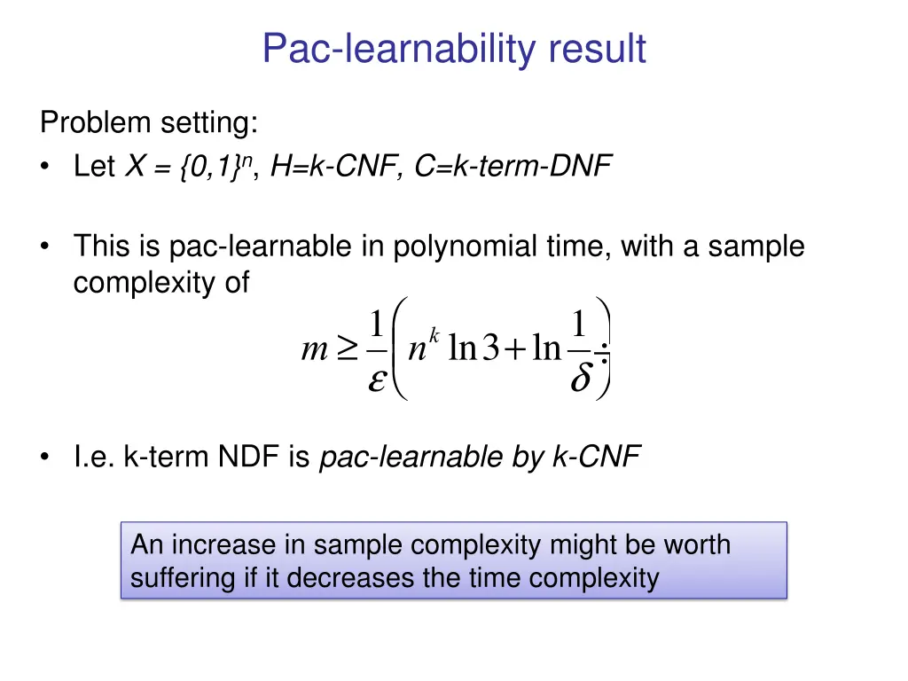 pac learnability result 3