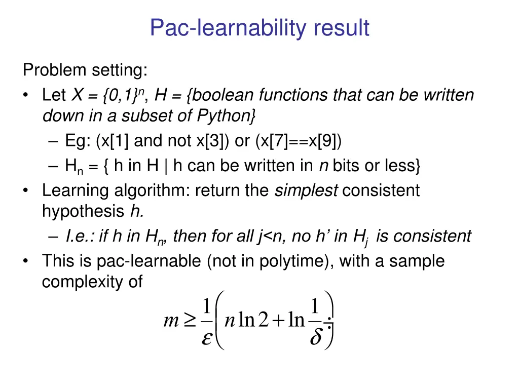 pac learnability result 4