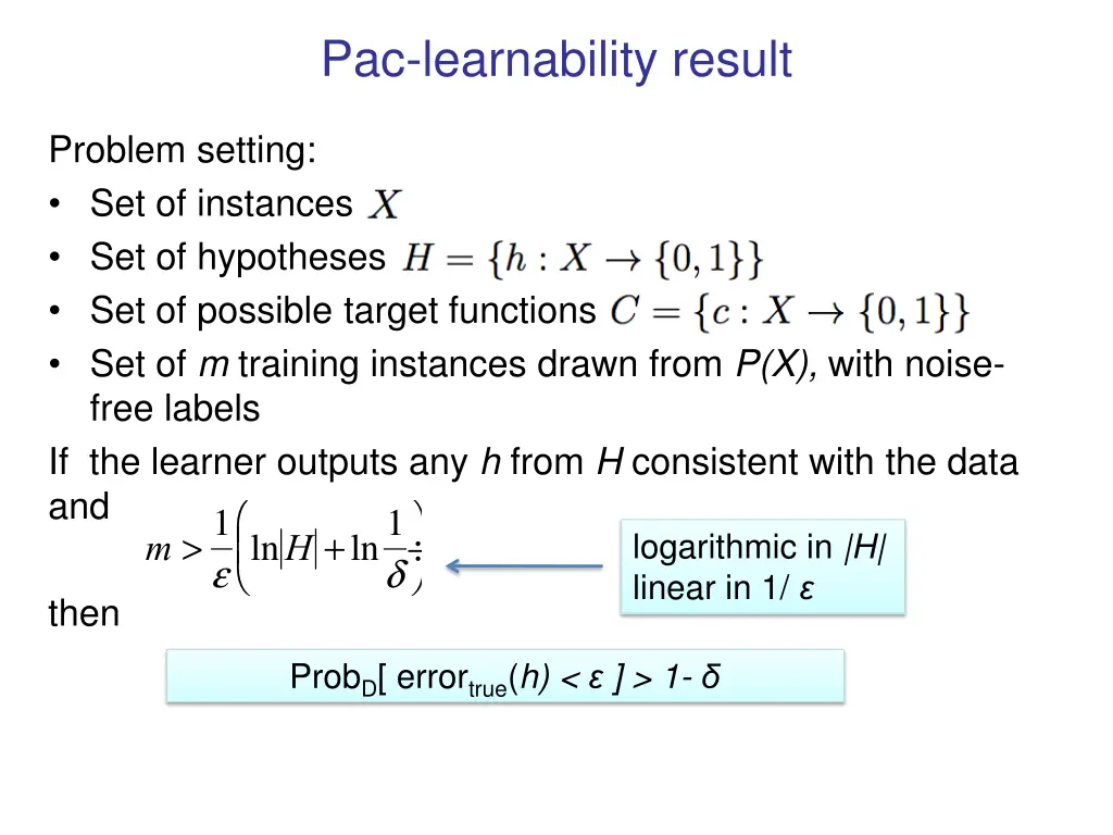 pac learnability result
