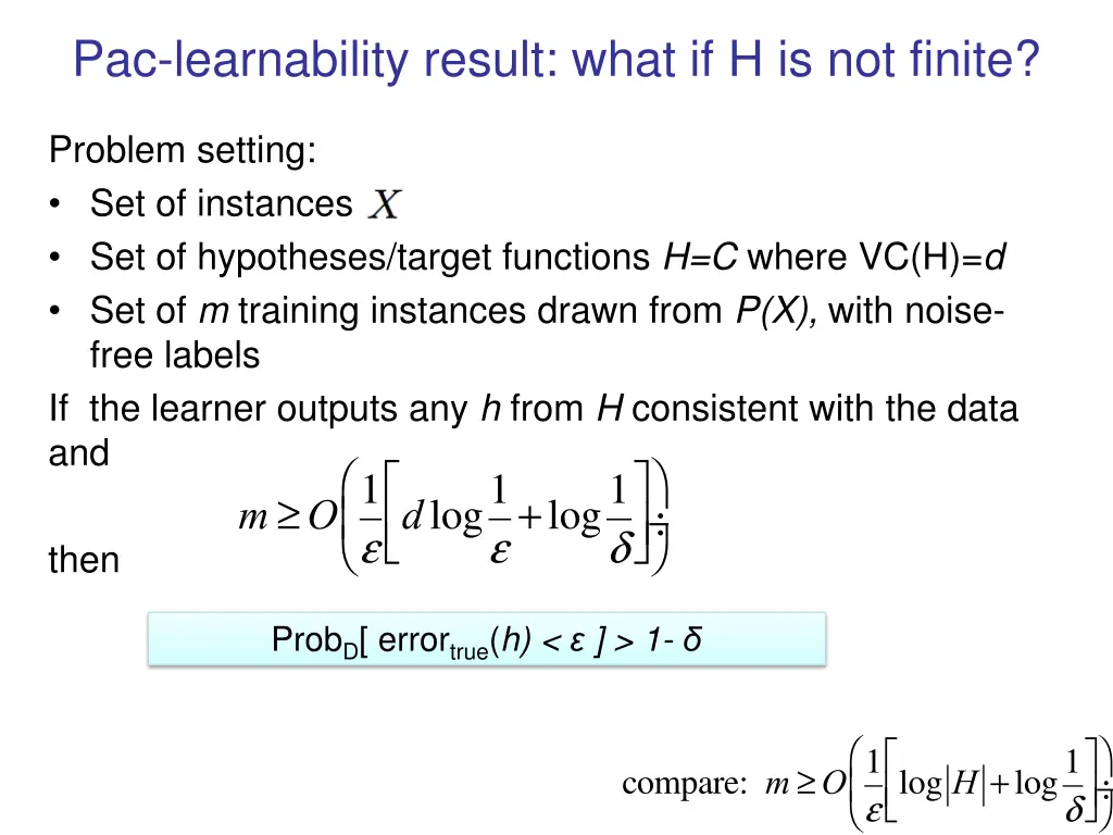 pac learnability result what if h is not finite 2