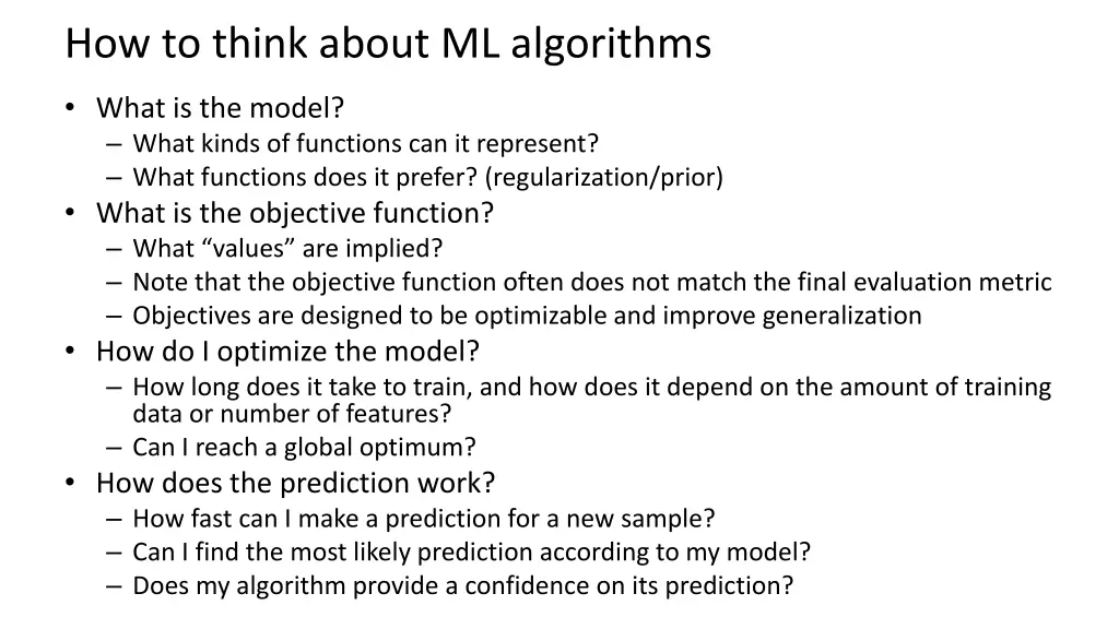 how to think about ml algorithms