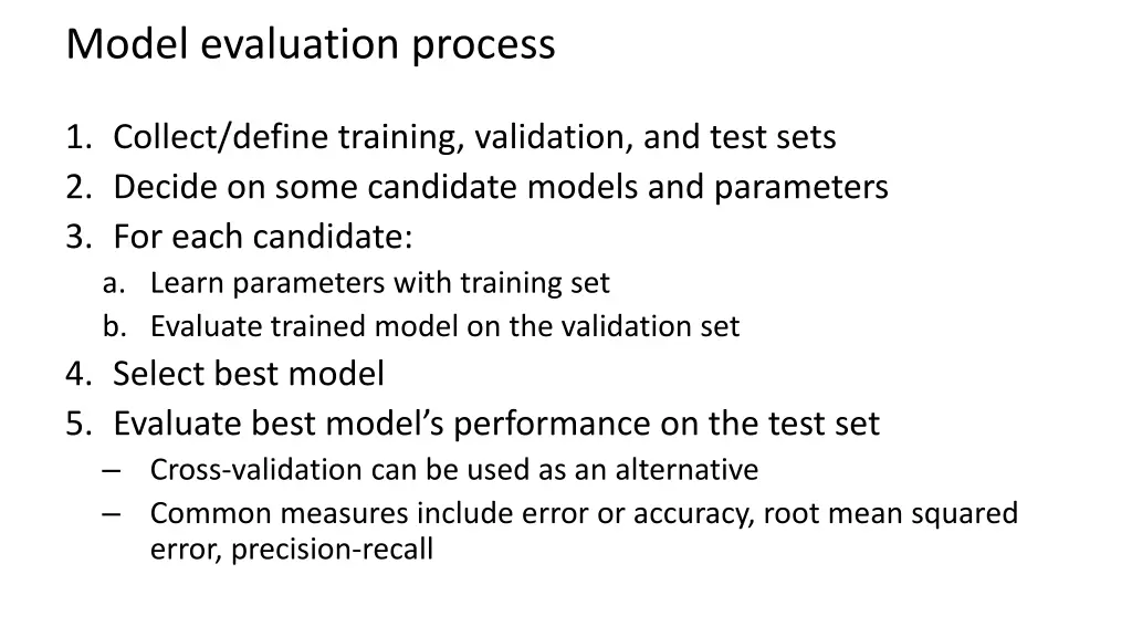 model evaluation process