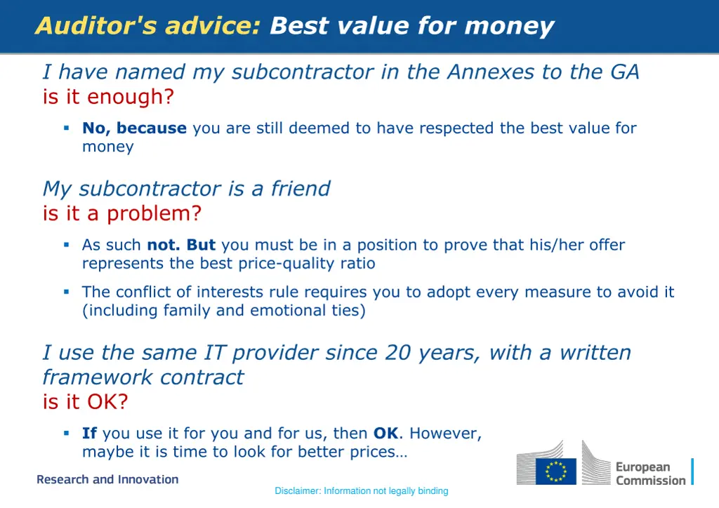 auditor s advice best value for money