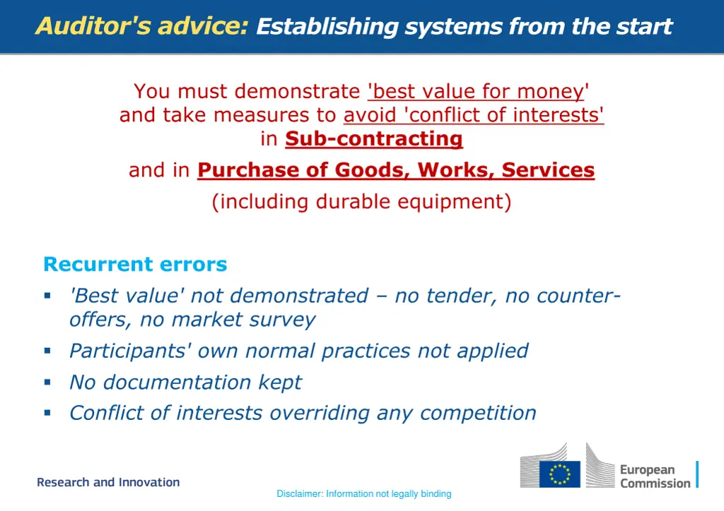 auditor s advice establishing systems from