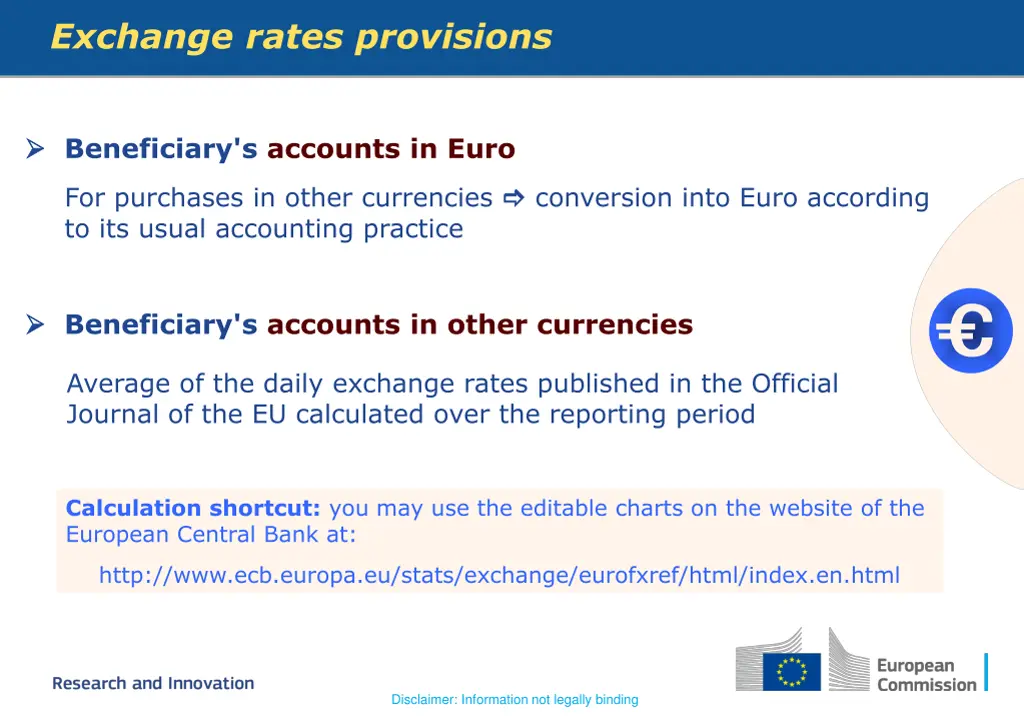 exchange rates provisions