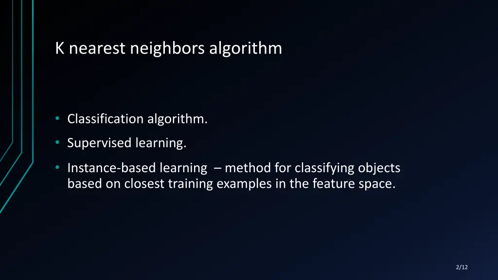 k nearest neighbors algorithm