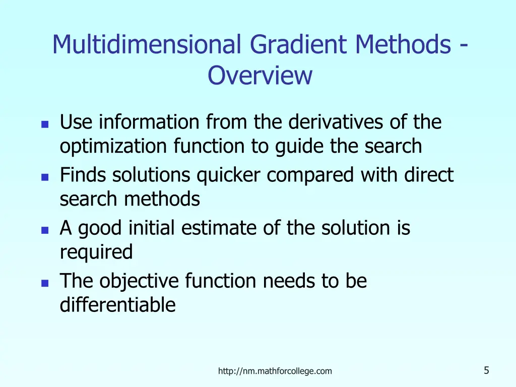 multidimensional gradient methods overview