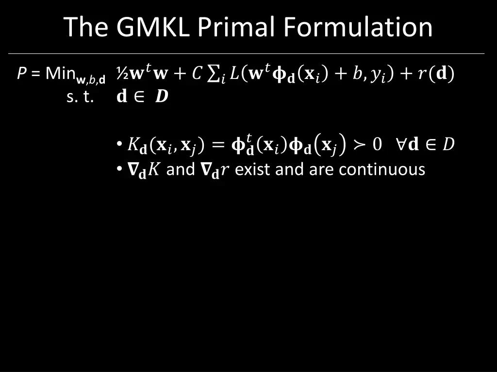 the gmkl primal formulation