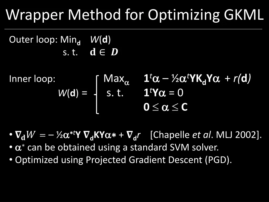 wrapper method for optimizing gkml