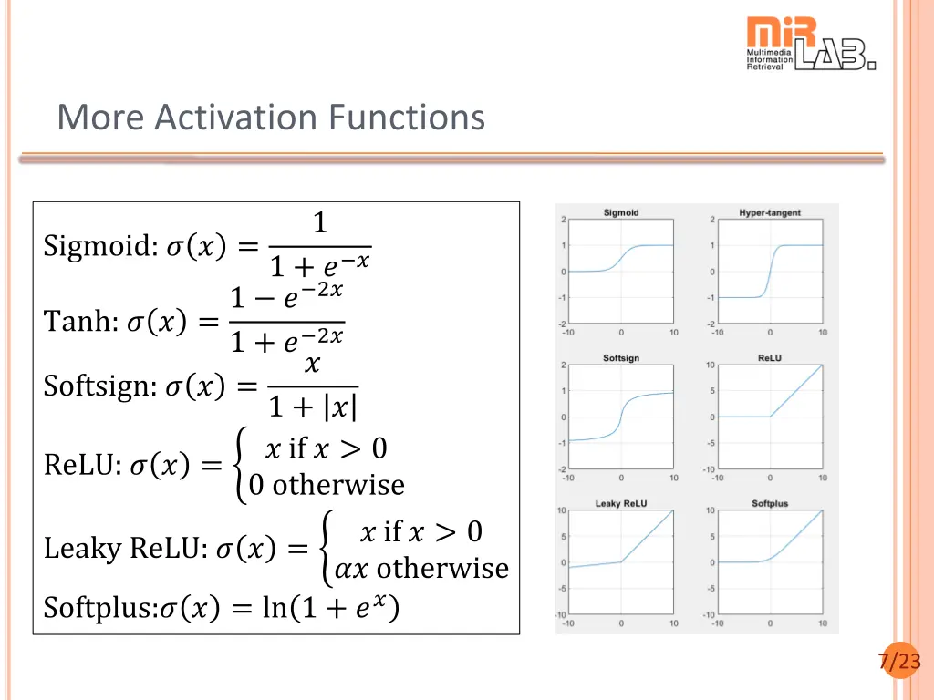more activation functions