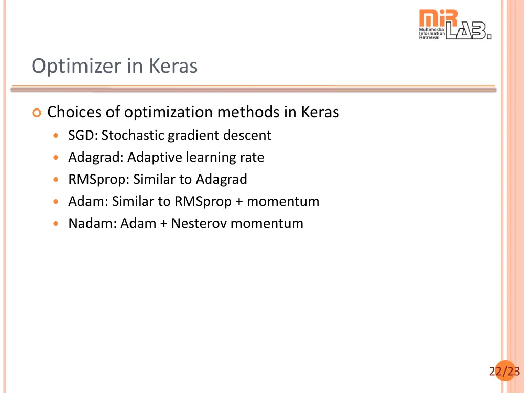 optimizer in keras