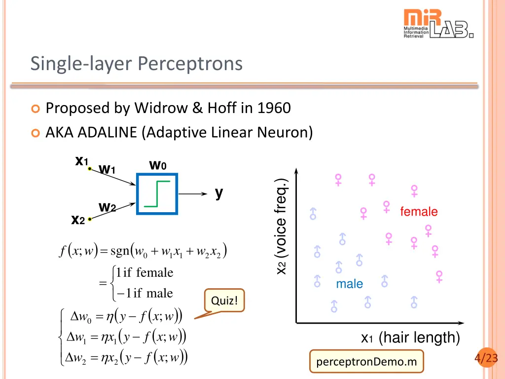single layer perceptrons