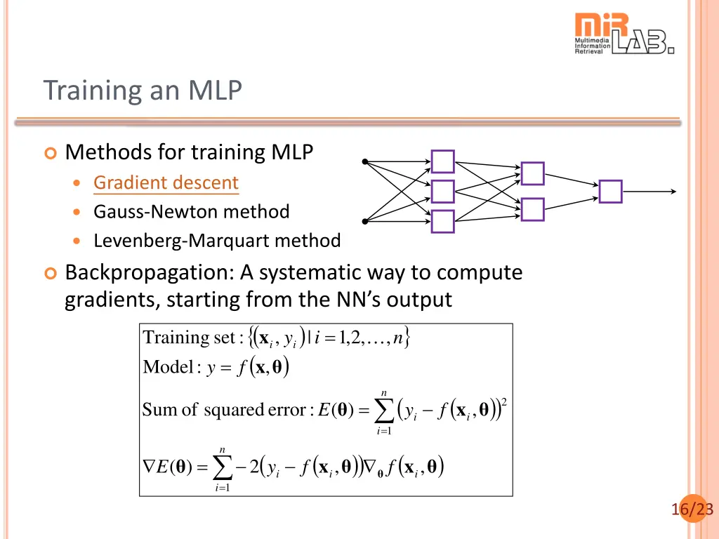 training an mlp