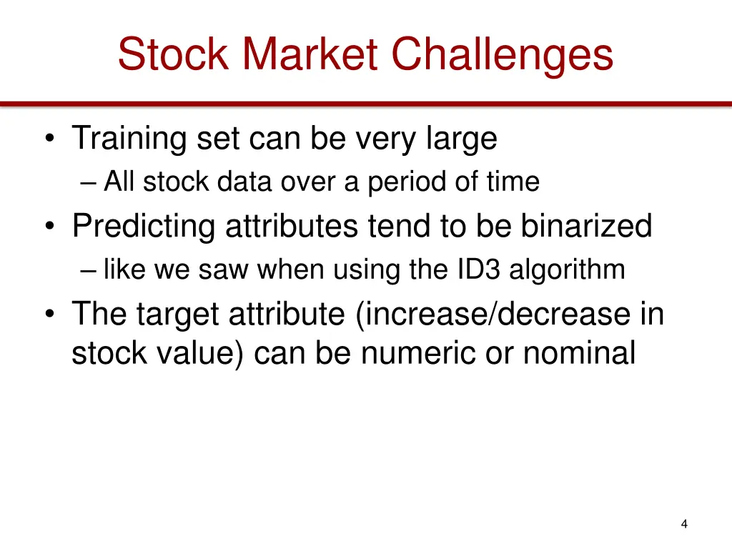 stock market challenges