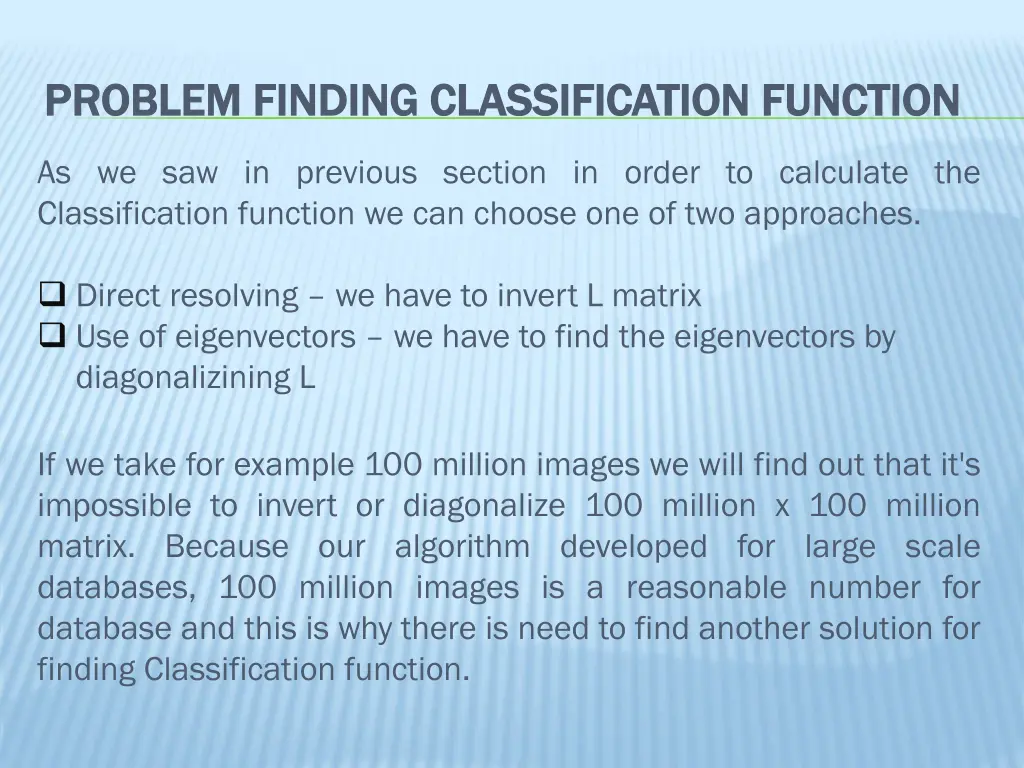 problem finding classification function problem