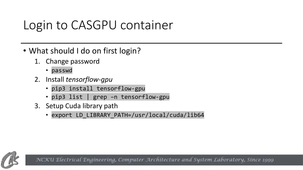 login to casgpu container 1