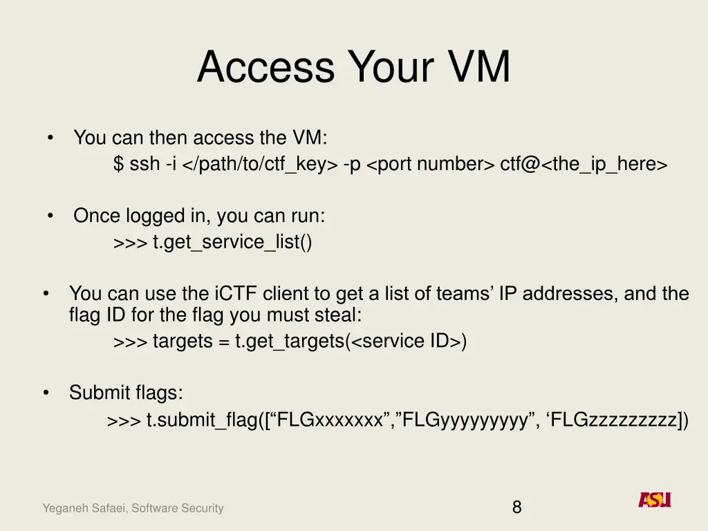 access your vm
