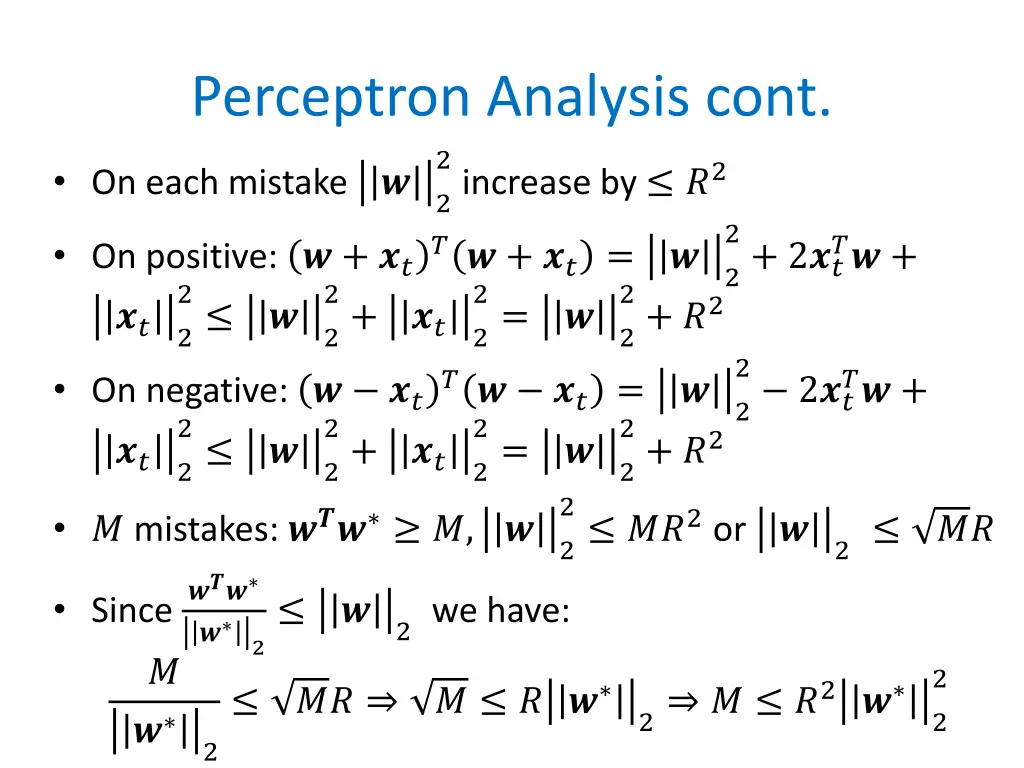 perceptron analysis cont
