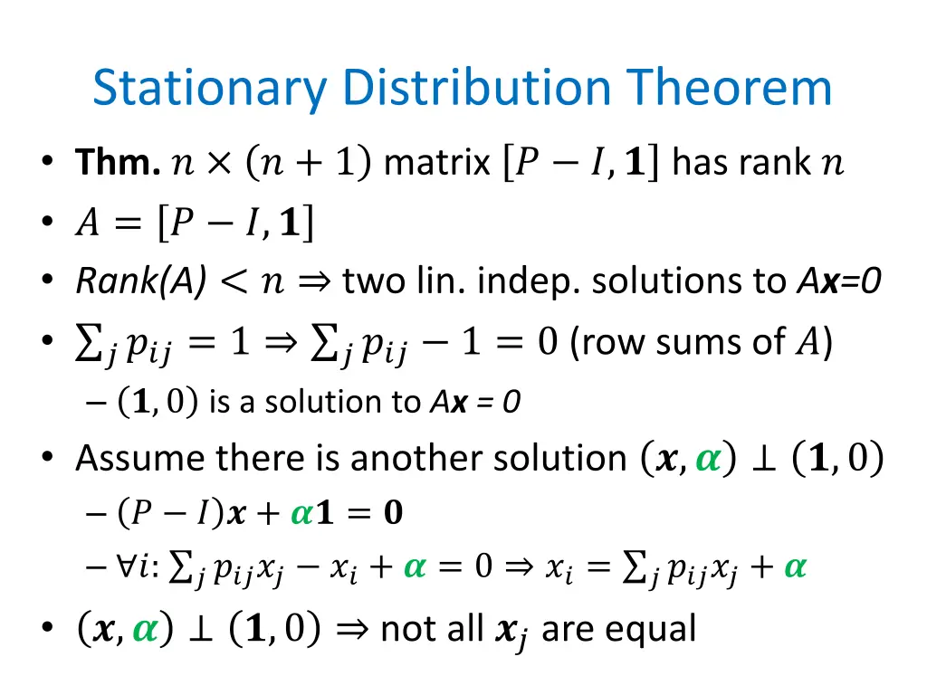 stationary distribution theorem thm 1 matrix