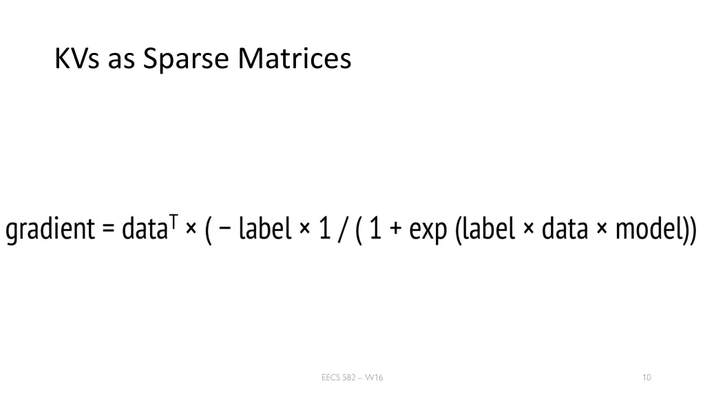 kvs as sparse matrices