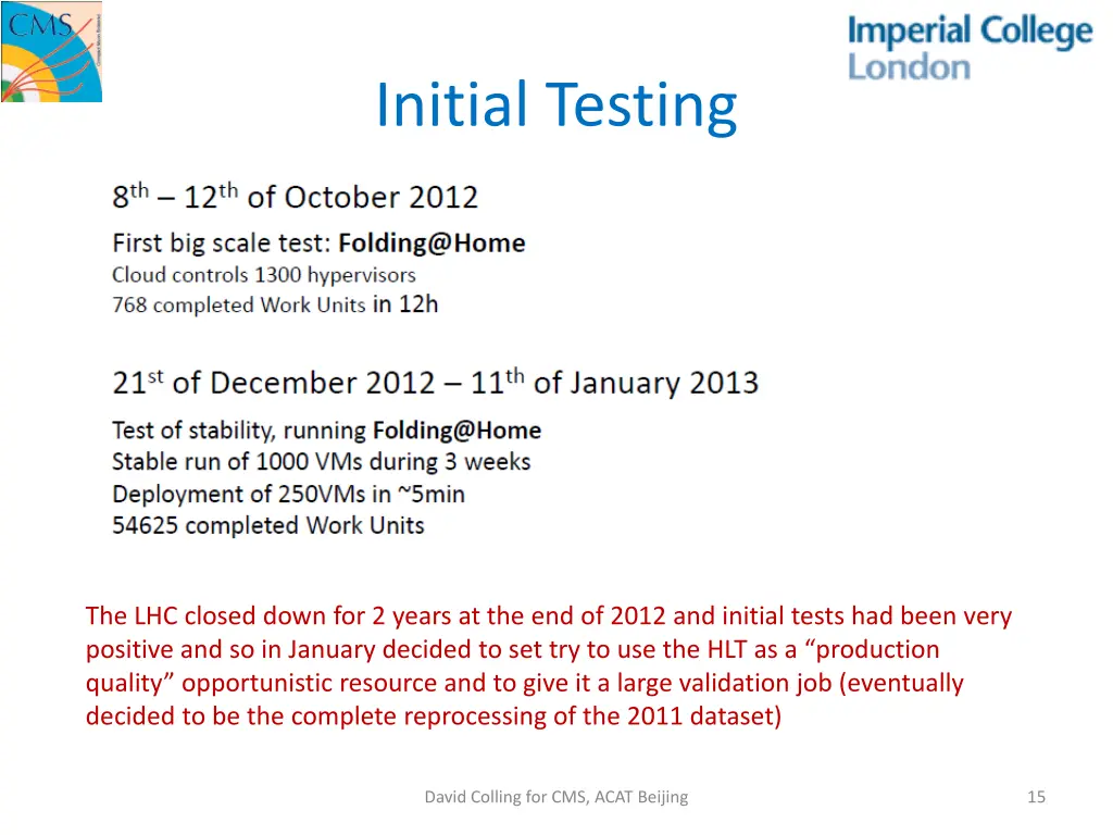 initial testing