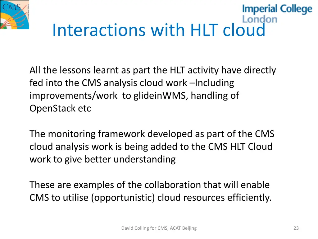 interactions with hlt cloud