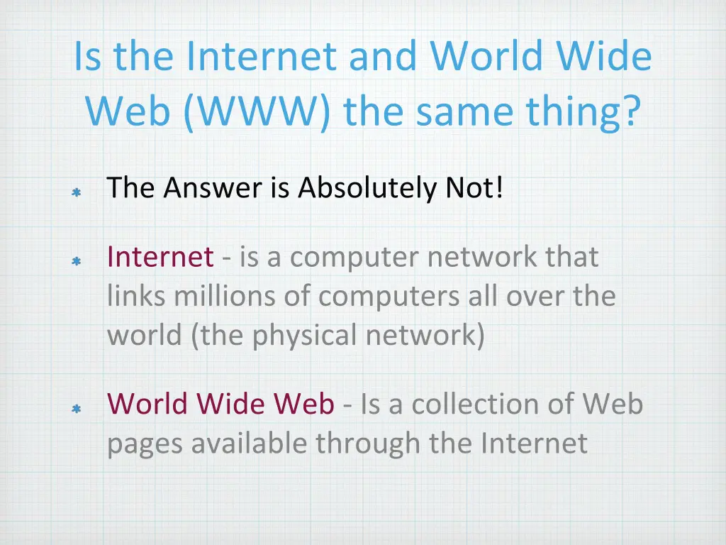 is the internet and world wide web www the same