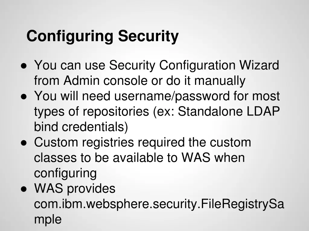 configuring security