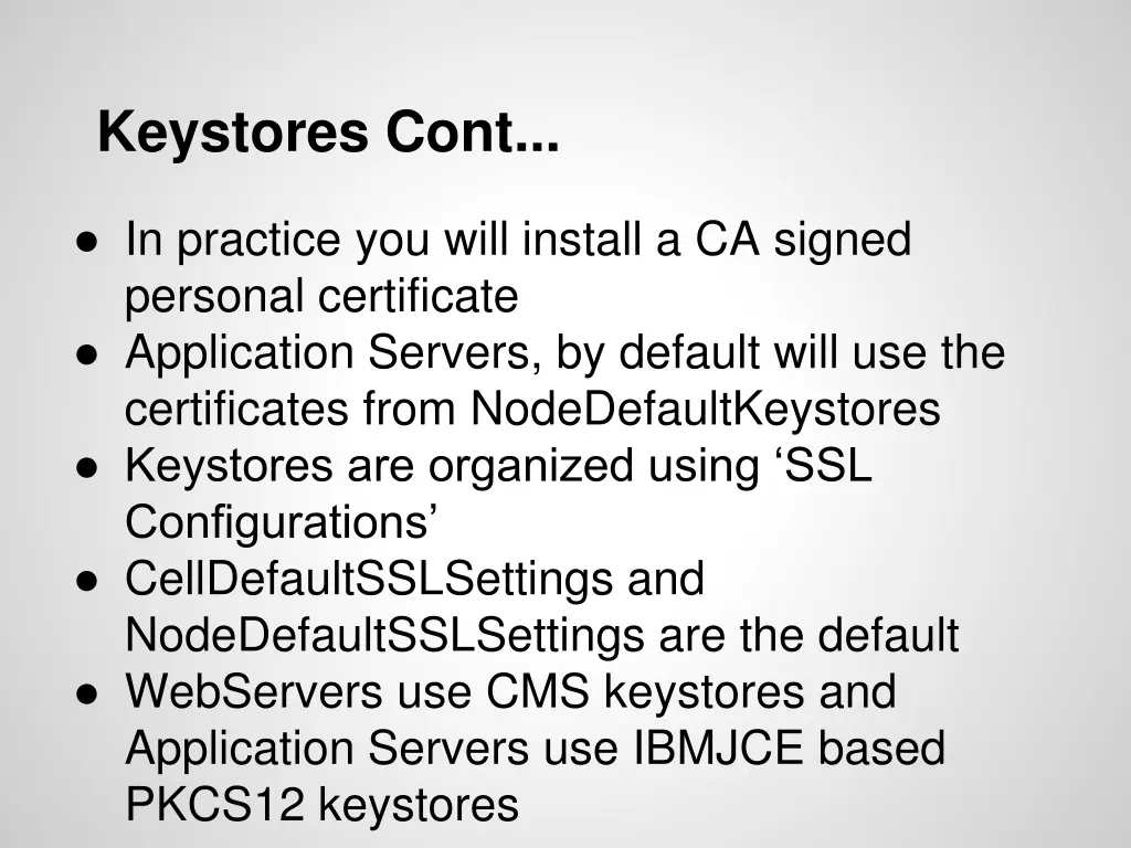 keystores cont