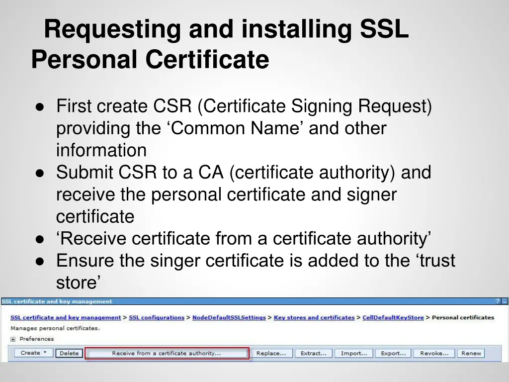 requesting and installing ssl personal certificate