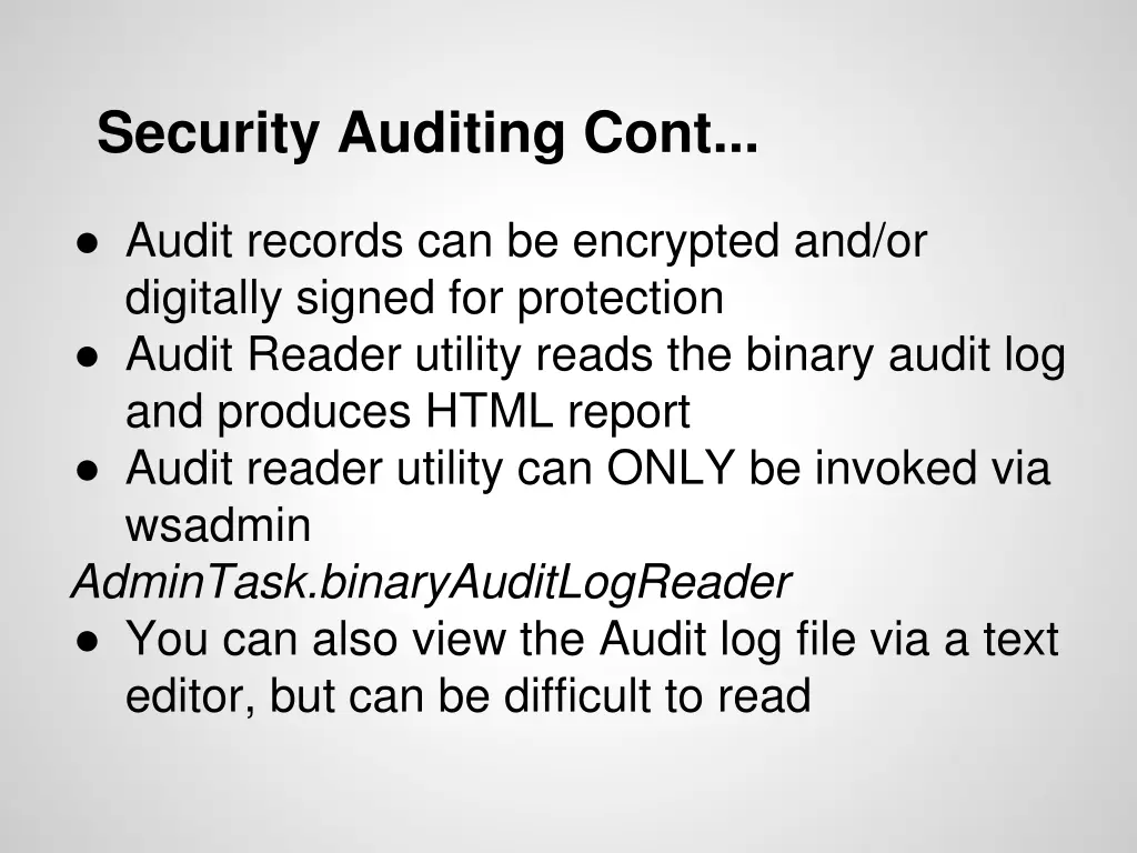 security auditing cont