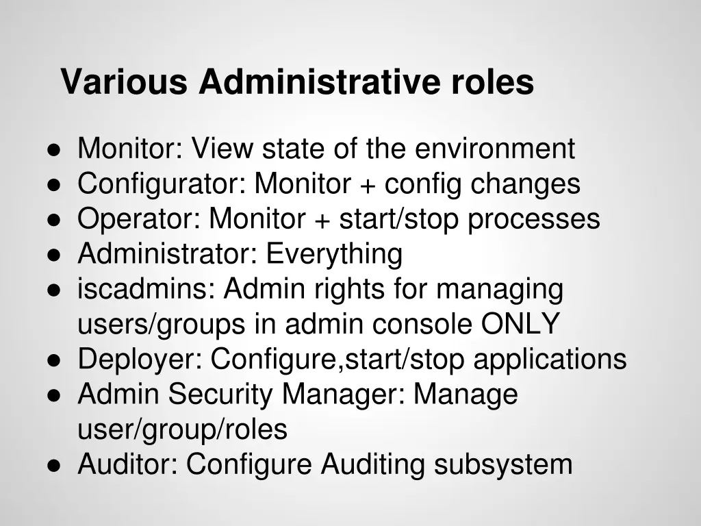 various administrative roles