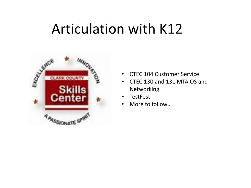 articulation with k12