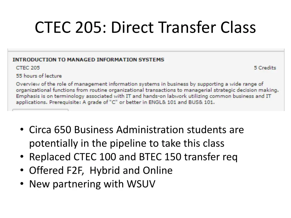 ctec 205 direct transfer class