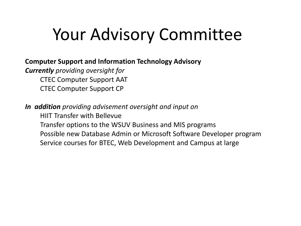 your advisory committee