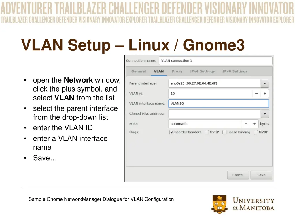 vlan setup linux gnome3