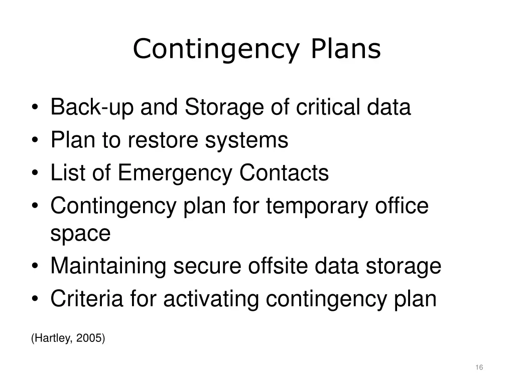 contingency plans