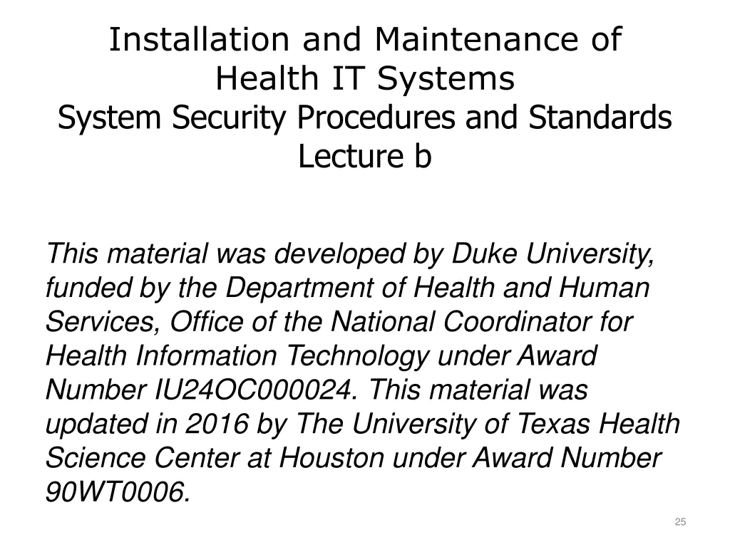 installation and maintenance of health it systems 1