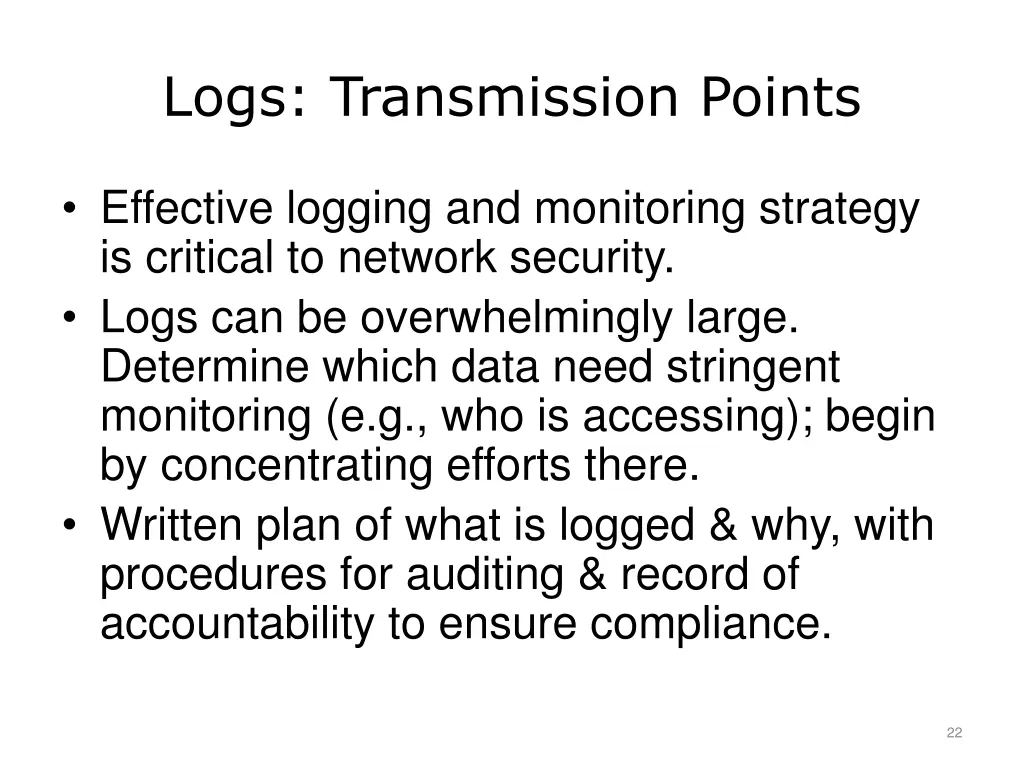 logs transmission points