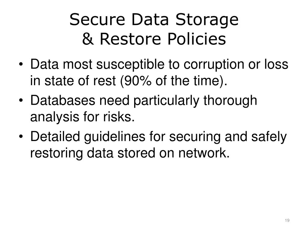 secure data storage restore policies