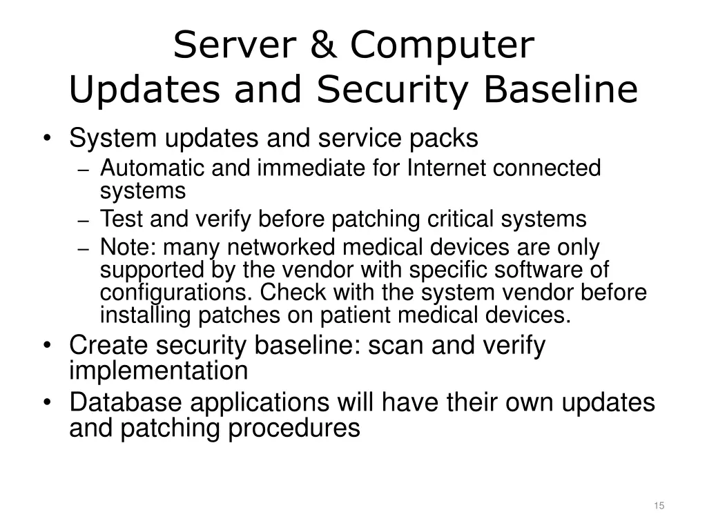 server computer updates and security baseline