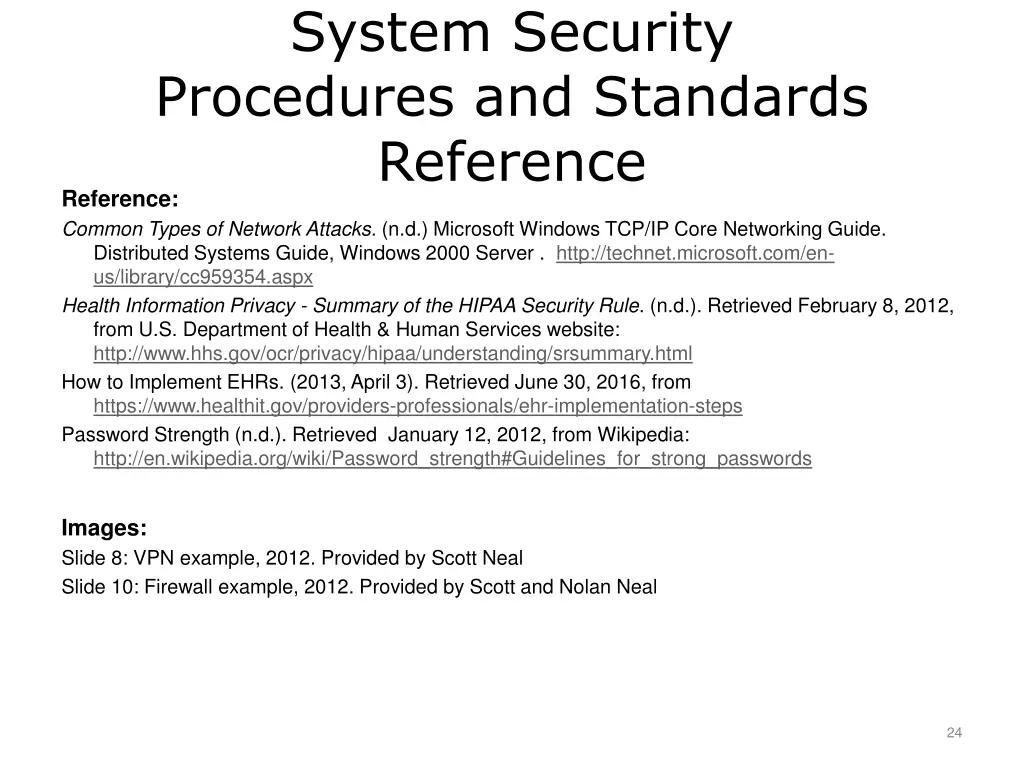 system security procedures and standards