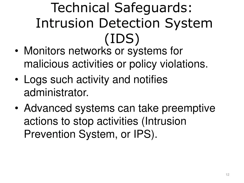 technical safeguards intrusion detection system