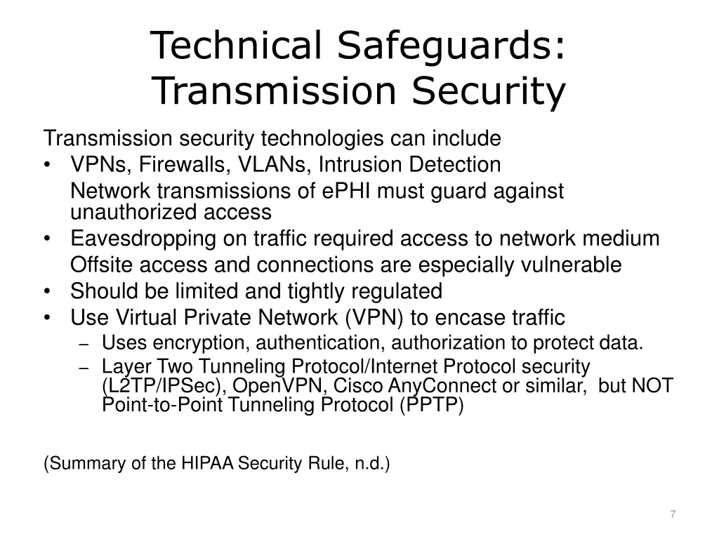 technical safeguards transmission security