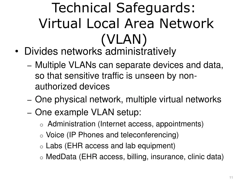 technical safeguards virtual local area network